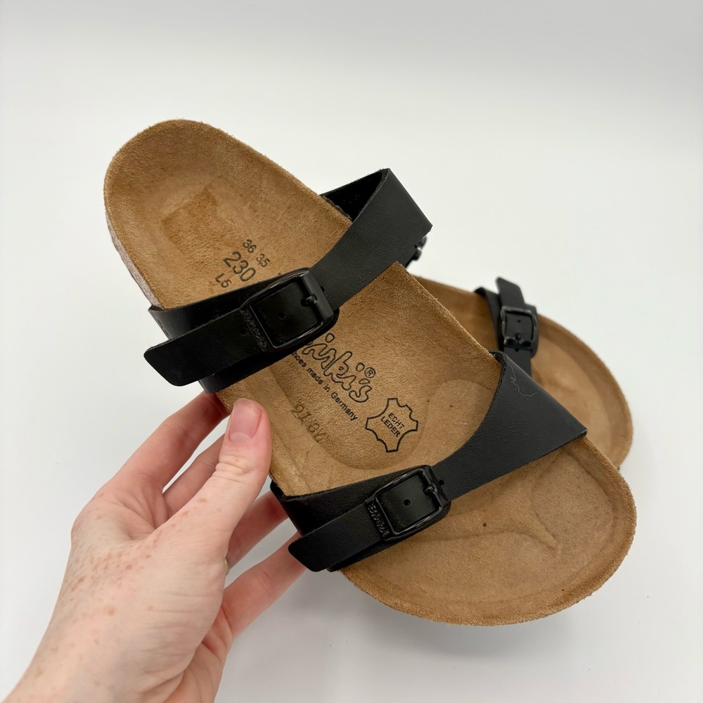 NEW Birkenstock Birki’s 230 Fussbelt Leather Black Straps Casual Basic Germany - Picture 2 of 8